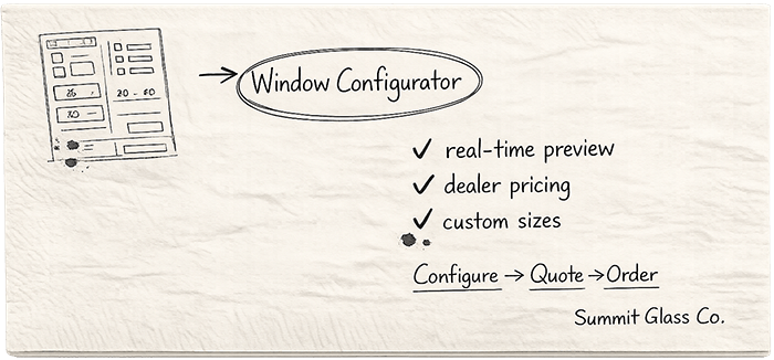 Summit Glass napkin sketch
